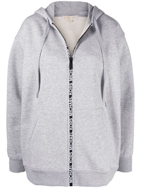 michael kors tape trim full-zip long-sleeve hoodie